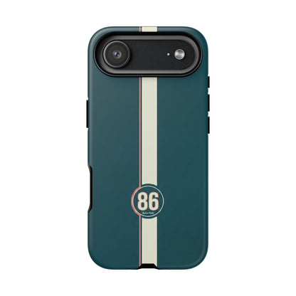 Racing Stripe Phone Case - Retro Teal with Number 86