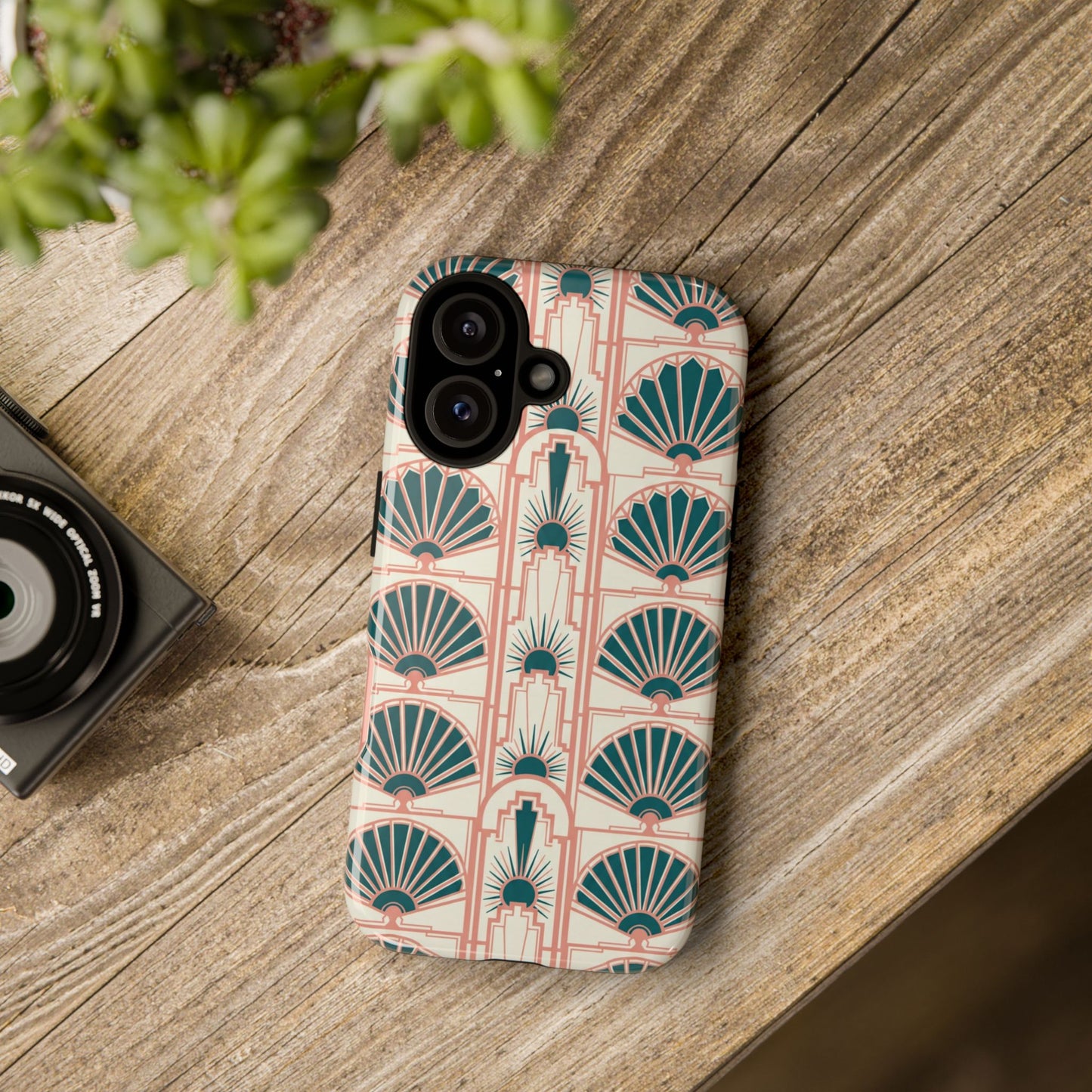 Art Deco Fan Pattern Tough Phone Case — Retro Geometric iPhone Cover