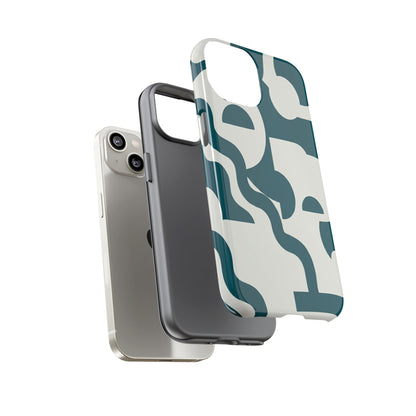 Abstract Teal Shapes Phone Case — Modern Geometric Tough Case