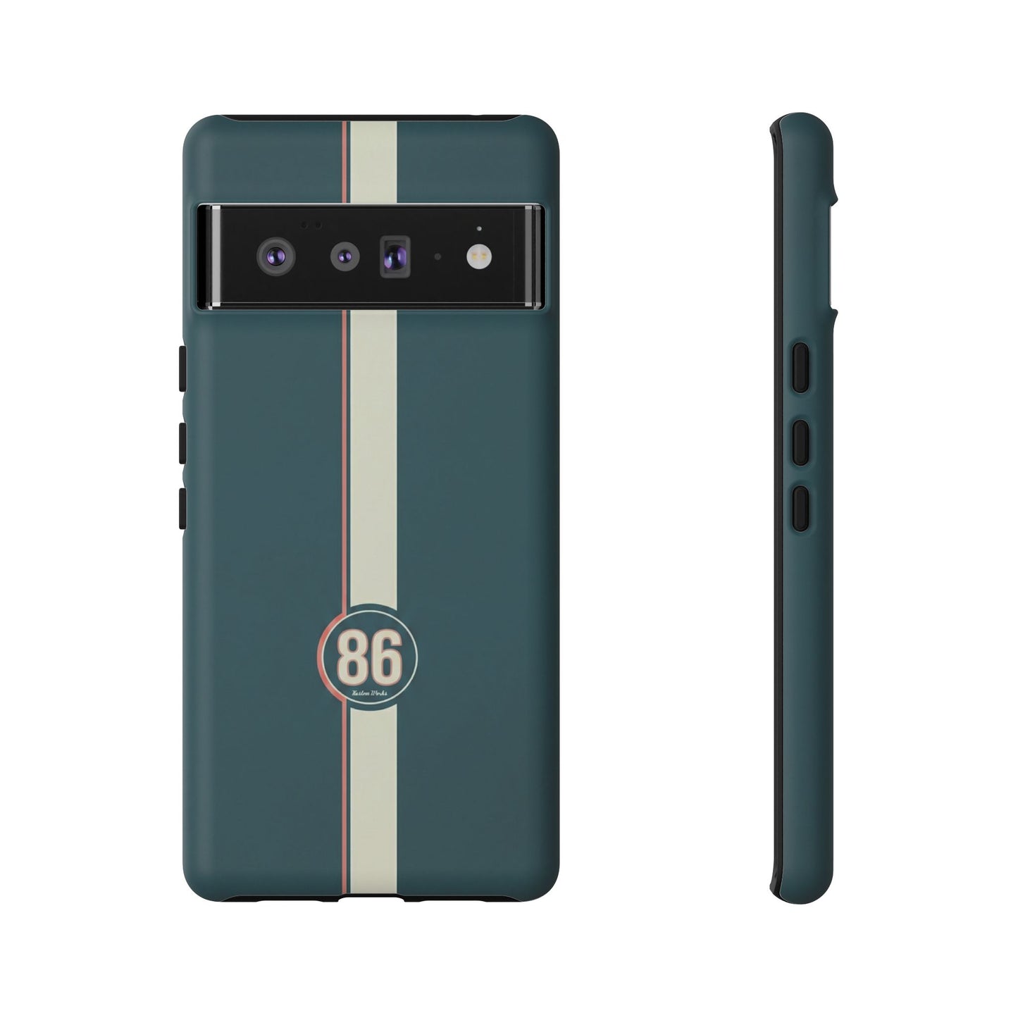 Racing Stripe Phone Case - Retro Teal with Number 86