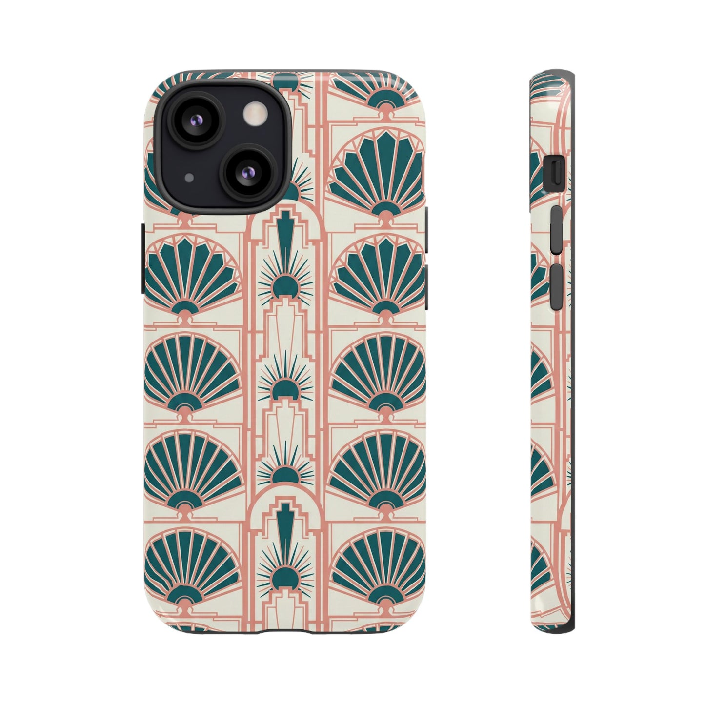Art Deco Fan Pattern Tough Phone Case — Retro Geometric iPhone Cover
