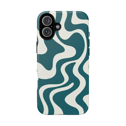 Teal Retro Swirl Tough Phone Case
