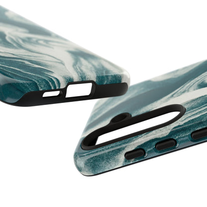 Teal Marble Tough Phone Case — Protective Artistic Swirl Design