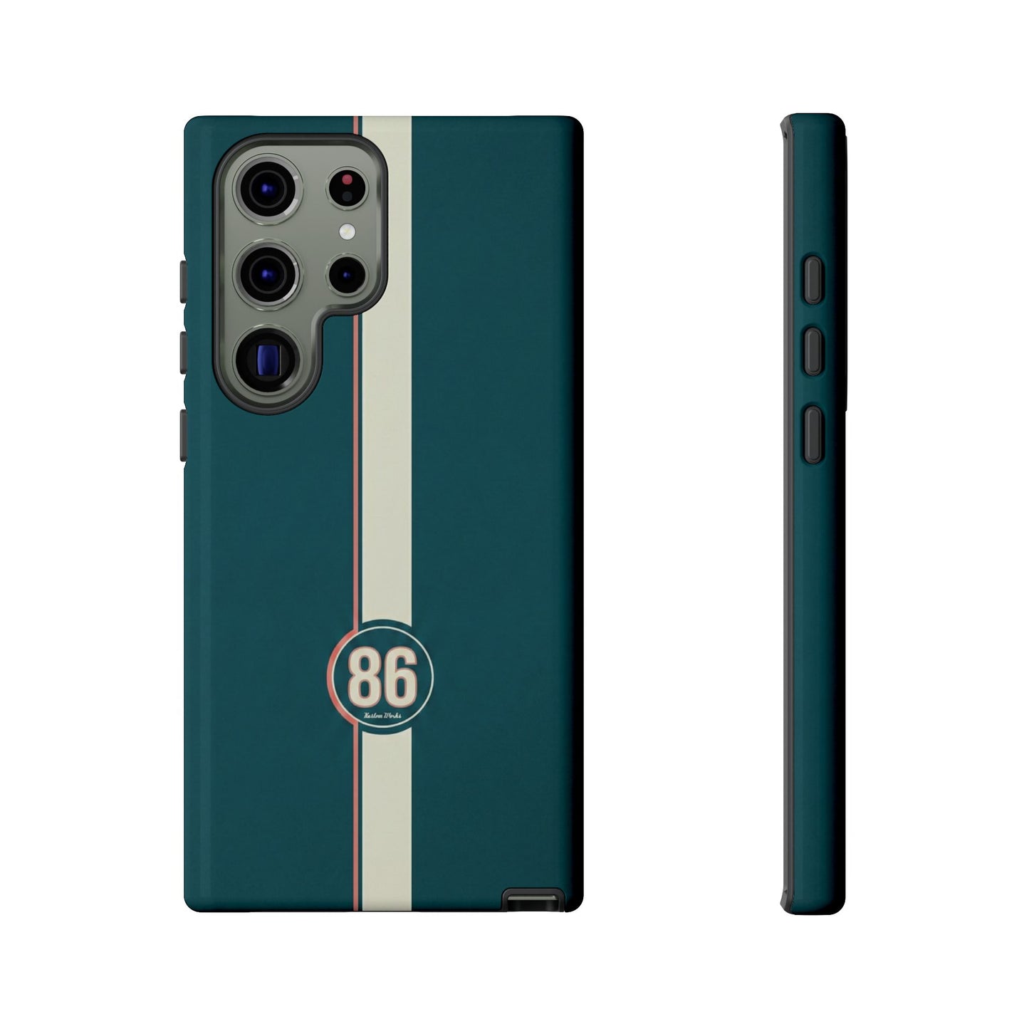 Racing Stripe Phone Case - Retro Teal with Number 86
