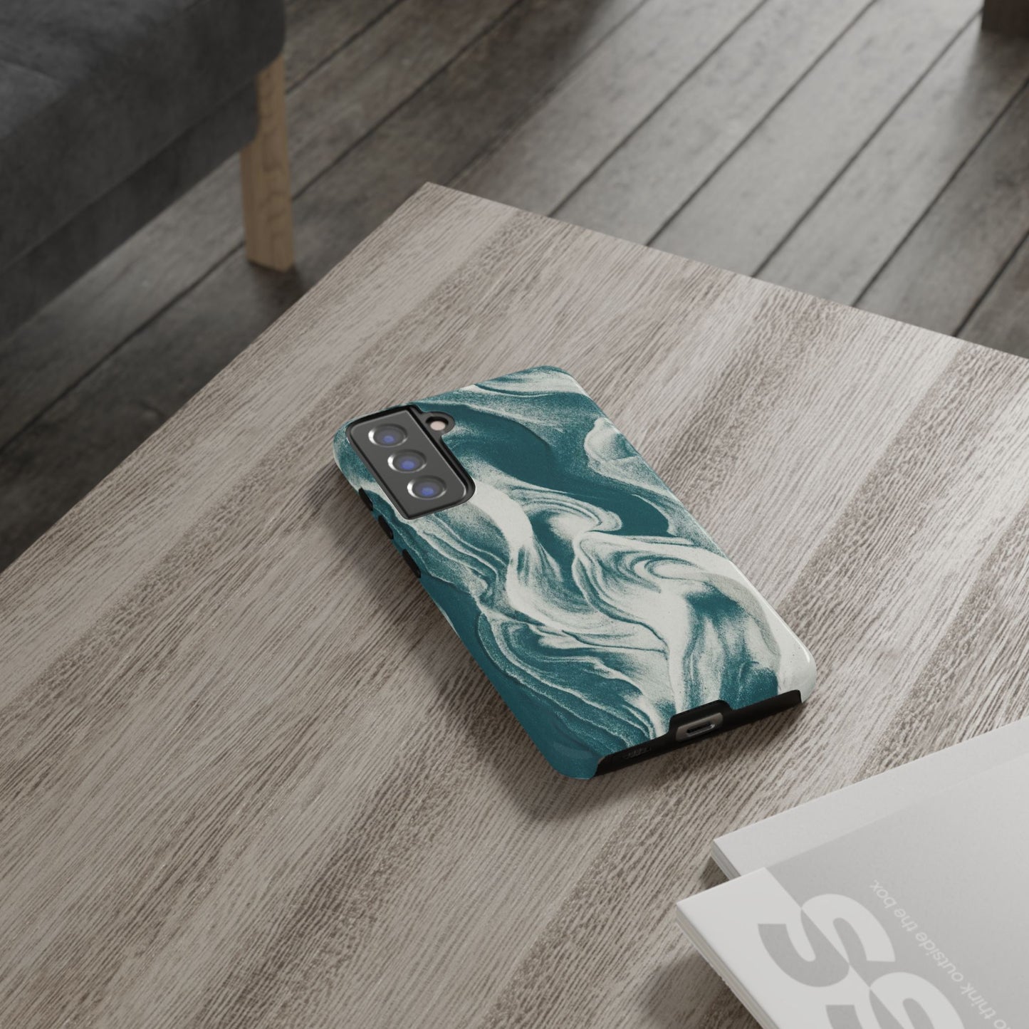 Teal Marble Tough Phone Case — Protective Artistic Swirl Design