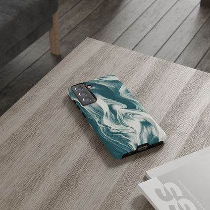 Teal Marble Tough Phone Case — Protective Artistic Swirl Design
