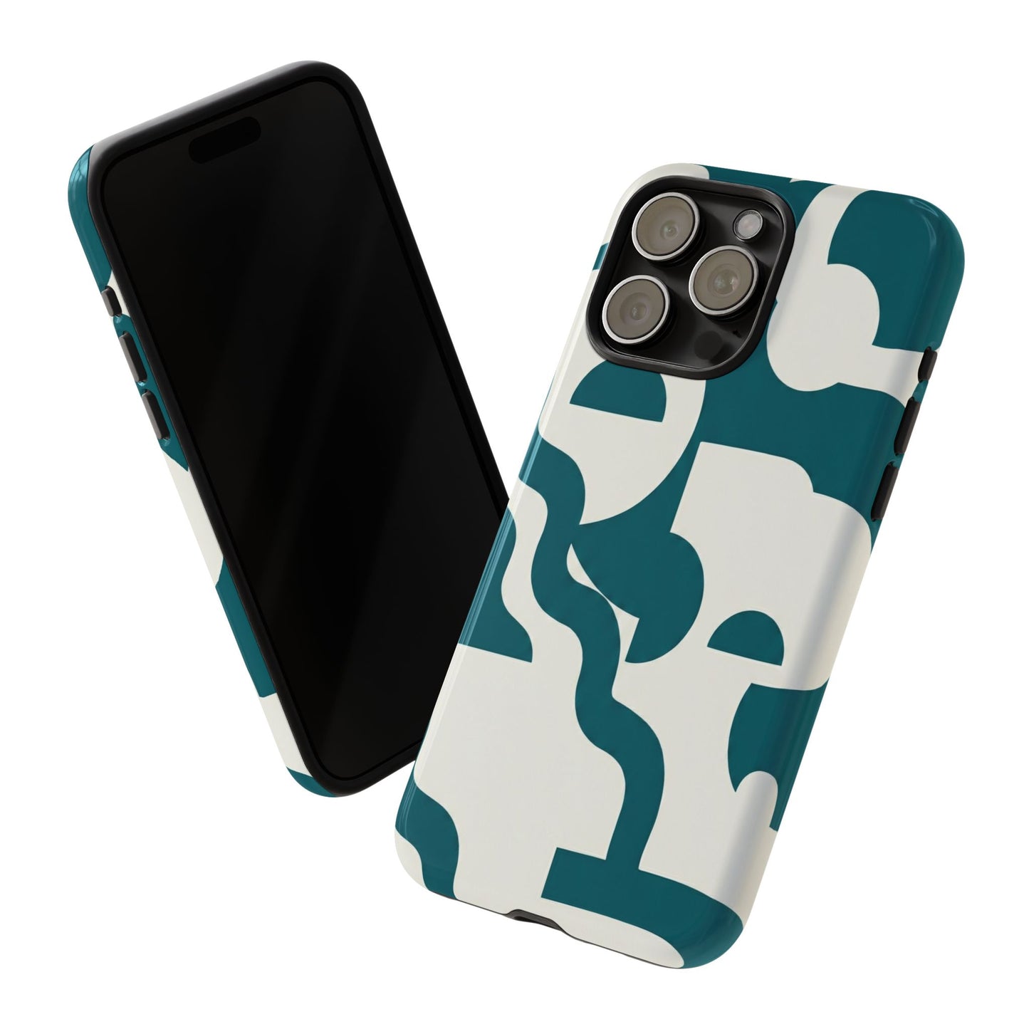 Abstract Teal Shapes Phone Case — Modern Geometric Tough Case
