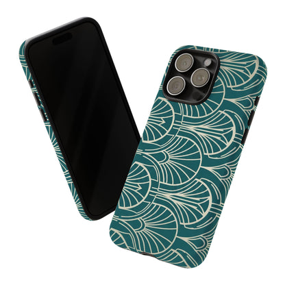 Art Deco Teal Pattern Tough Phone Case — Vintage Geometric Protective Case