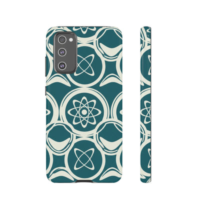 Atomic Geo Tough Phone Case — Teal Retro Science Pattern