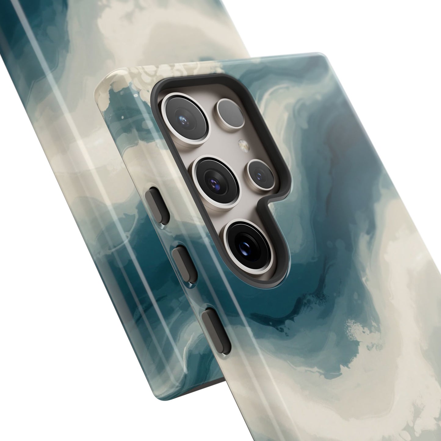 Ocean Wave Marble Phone Case — Teal & Ivory Abstract Tough Case