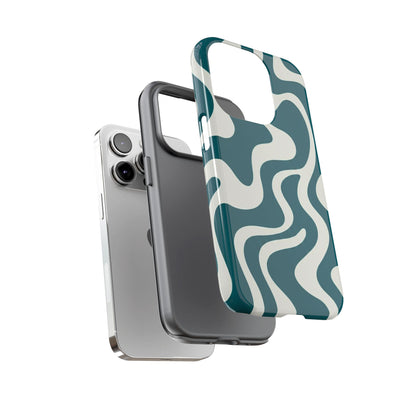 Teal Retro Swirl Tough Phone Case