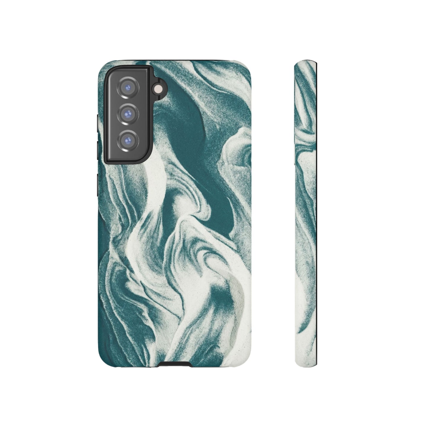 Teal Marble Tough Phone Case — Protective Artistic Swirl Design