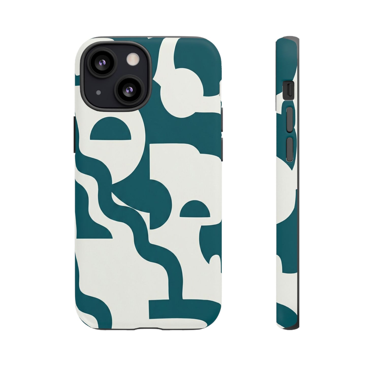 Abstract Teal Shapes Phone Case — Modern Geometric Tough Case