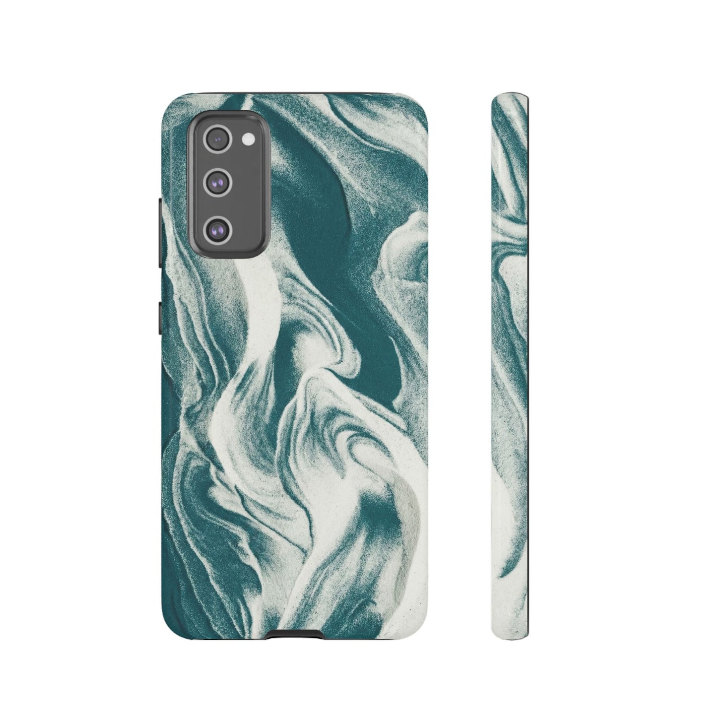 Teal Marble Tough Phone Case — Protective Artistic Swirl Design