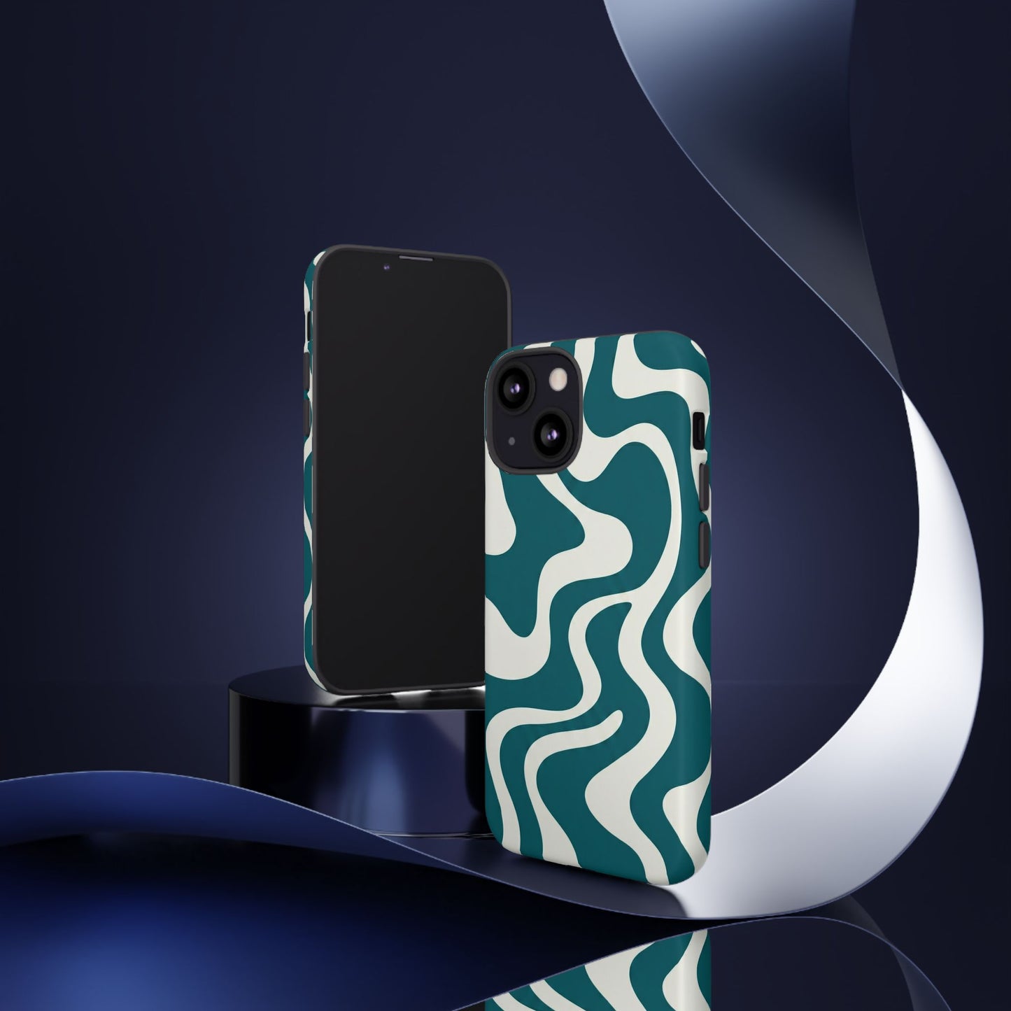 Teal Retro Swirl Tough Phone Case