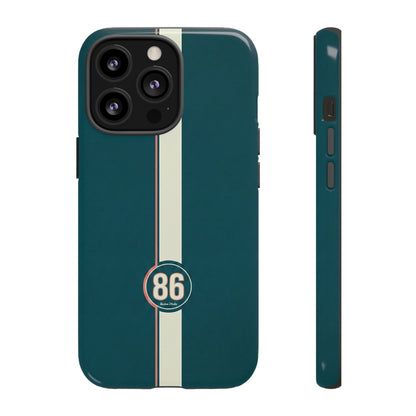 Racing Stripe Phone Case - Retro Teal with Number 86