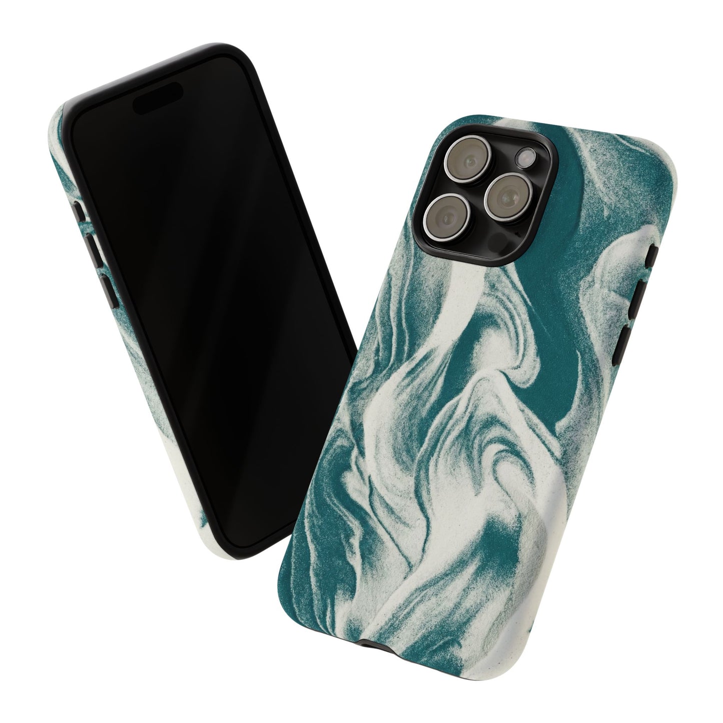Marble Teal Tough Phone Case — Swirl Pattern Protective Cover
