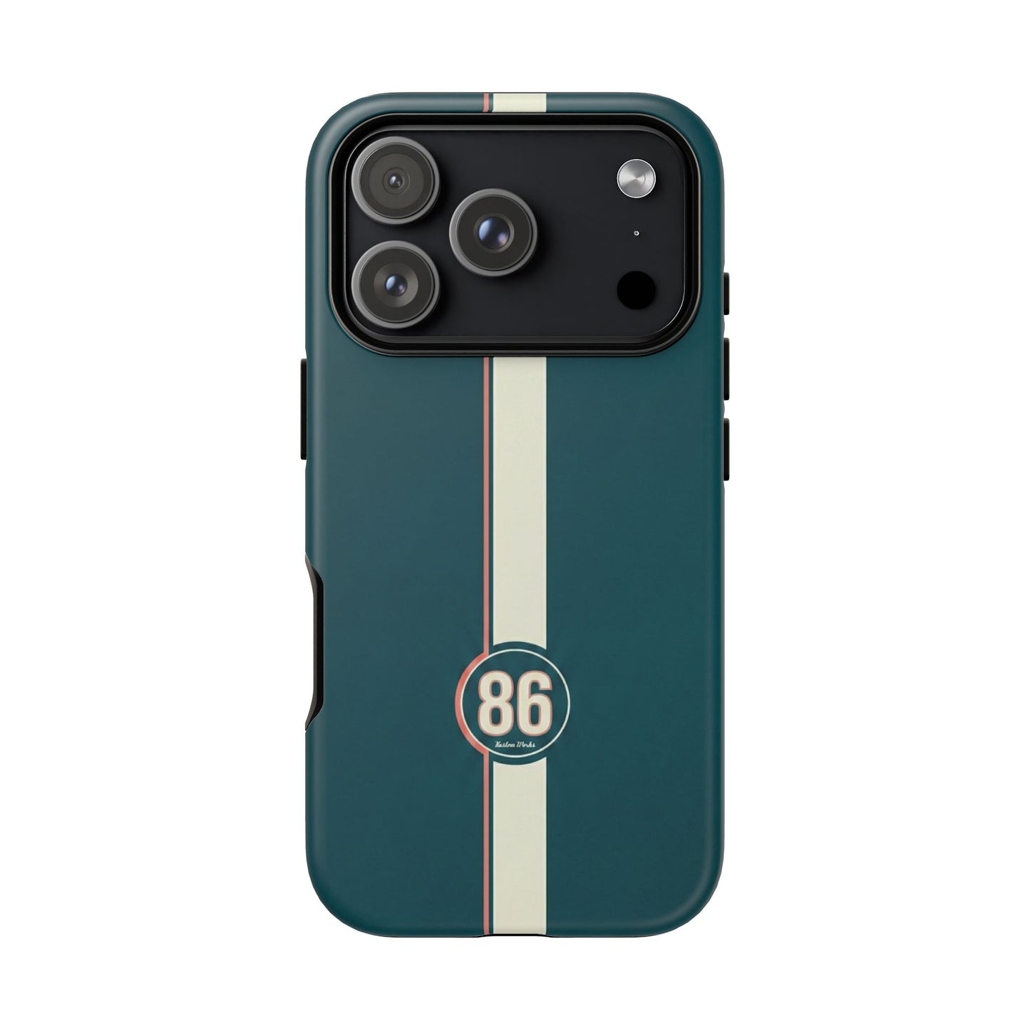 Racing Stripe Phone Case - Retro Teal with Number 86