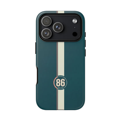 Racing Stripe Phone Case - Retro Teal with Number 86
