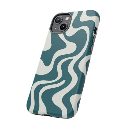 Teal Retro Swirl Tough Phone Case