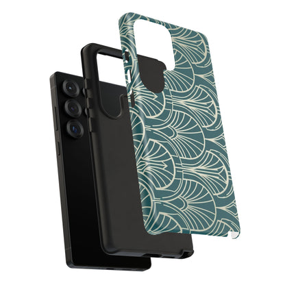Teal Art Deco Pattern Tough Phone Case — Retro Geometric Protection