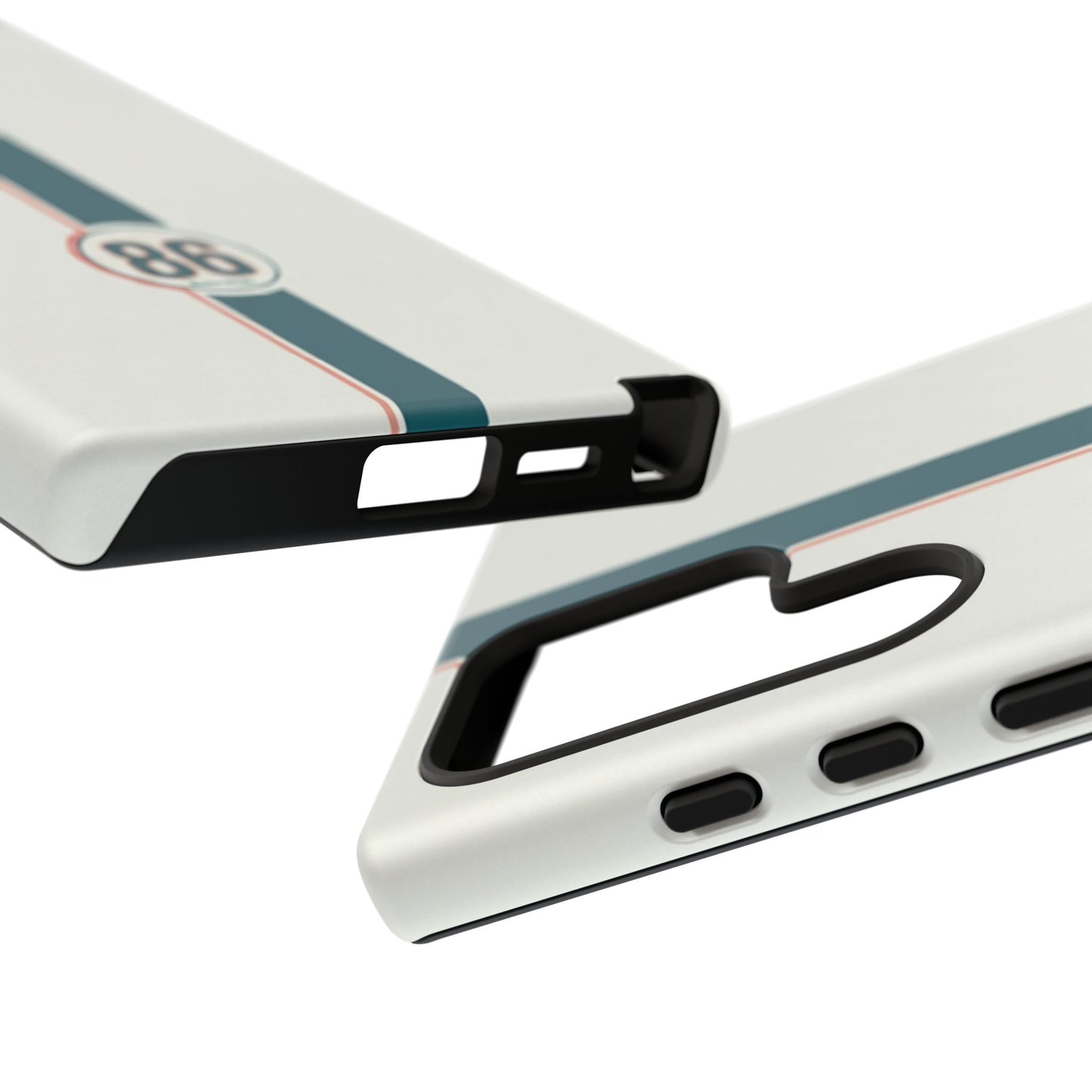 Racing Stripe Tough Phone Case — Retro White With '86 Circle Badge