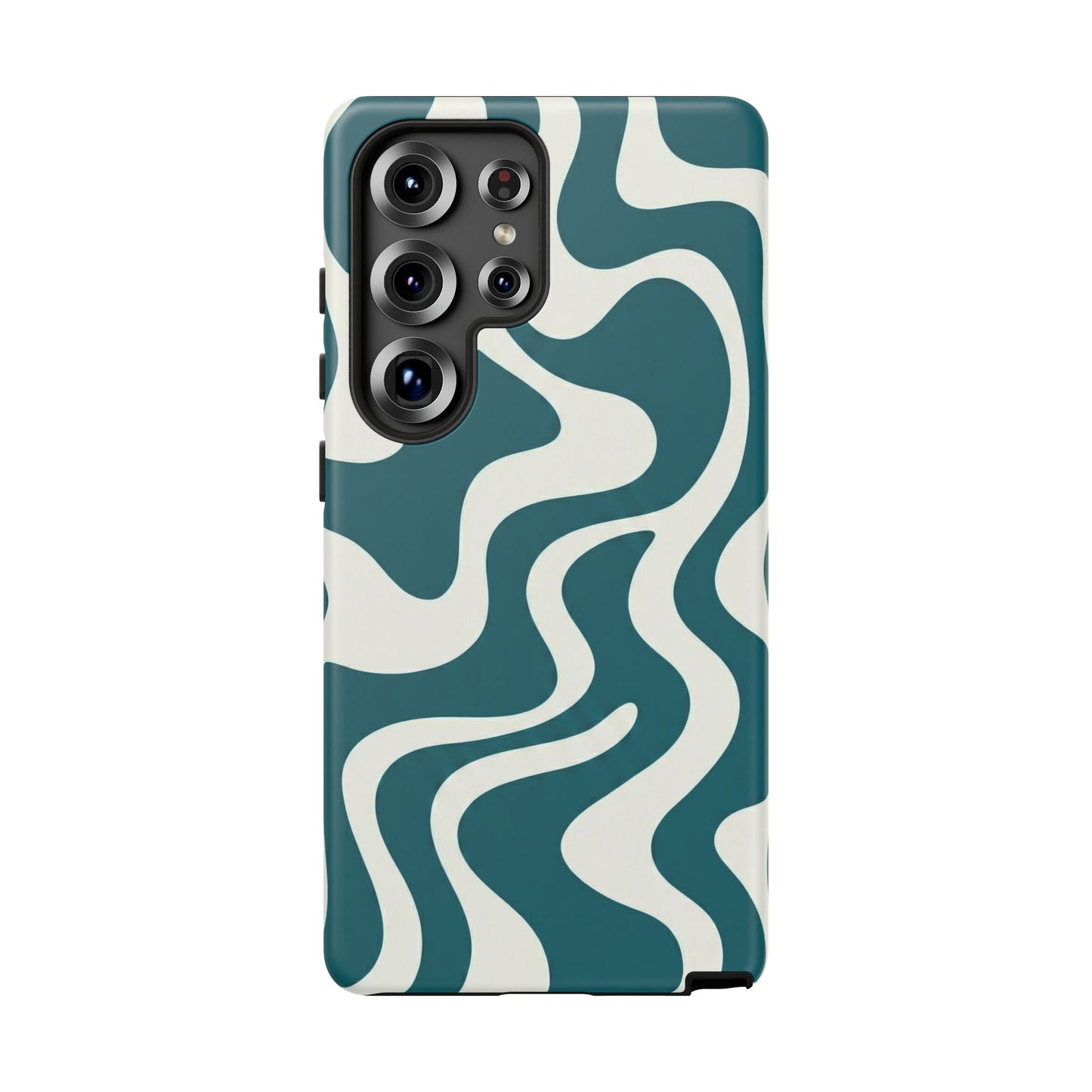 Abstract Teal Swirl Phone Case — Retro Wavy Tough Case
