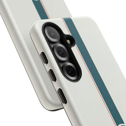 Racing Stripe Tough Phone Case — Retro White With '86 Circle Badge