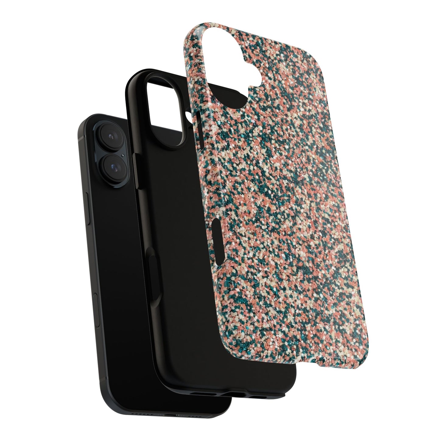 Glitter Speckle Tough Phone Case — Pink & Teal Protective Cover