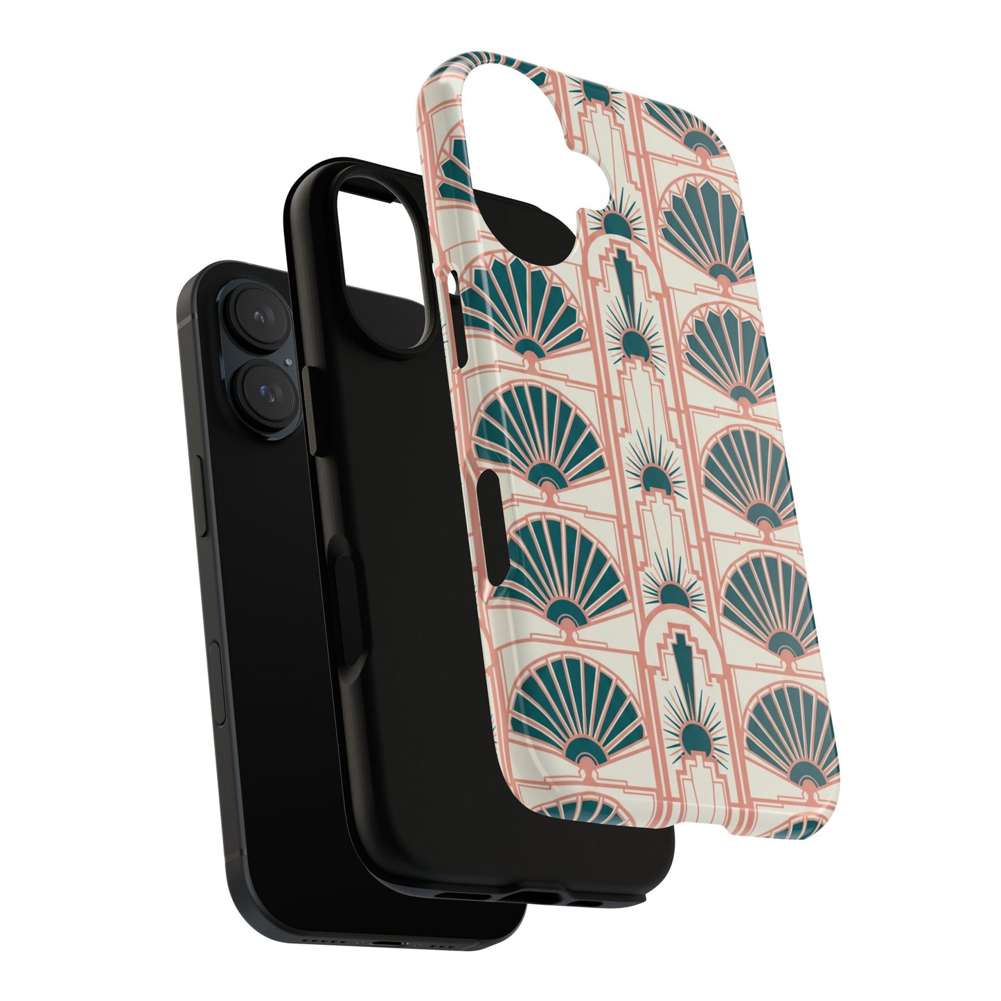 Art Deco Fan Pattern Tough Phone Case — Retro Geometric iPhone Cover