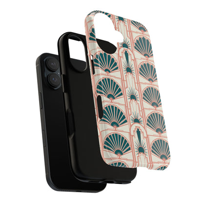 Art Deco Fan Pattern Tough Phone Case — Retro Geometric iPhone Cover