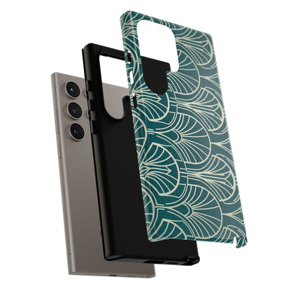 Teal Art Deco Pattern Tough Phone Case — Retro Geometric Protection
