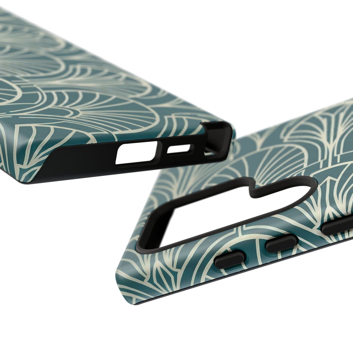Teal Art Deco Pattern Tough Phone Case — Retro Geometric Protection