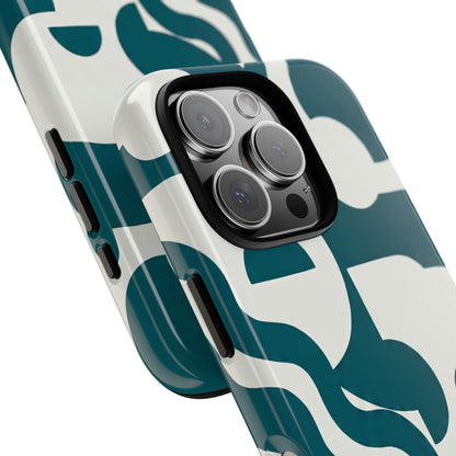 Abstract Teal Shapes Phone Case — Modern Geometric Tough Case