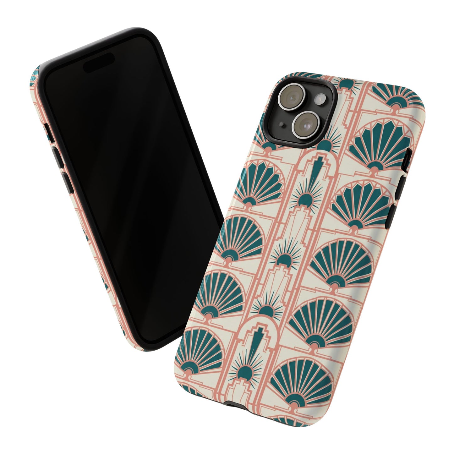 Art Deco Fan Pattern Tough Phone Case — Retro Geometric iPhone Cover