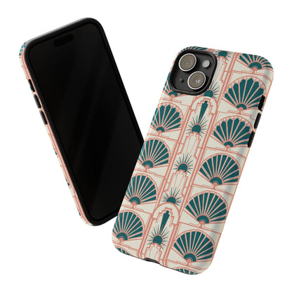 Art Deco Fan Pattern Tough Phone Case — Retro Geometric iPhone Cover