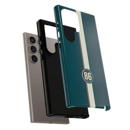 Racing Stripe Phone Case - Retro Teal with Number 86
