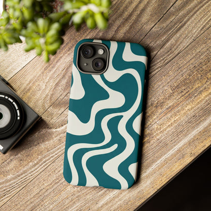 Teal Retro Swirl Tough Phone Case