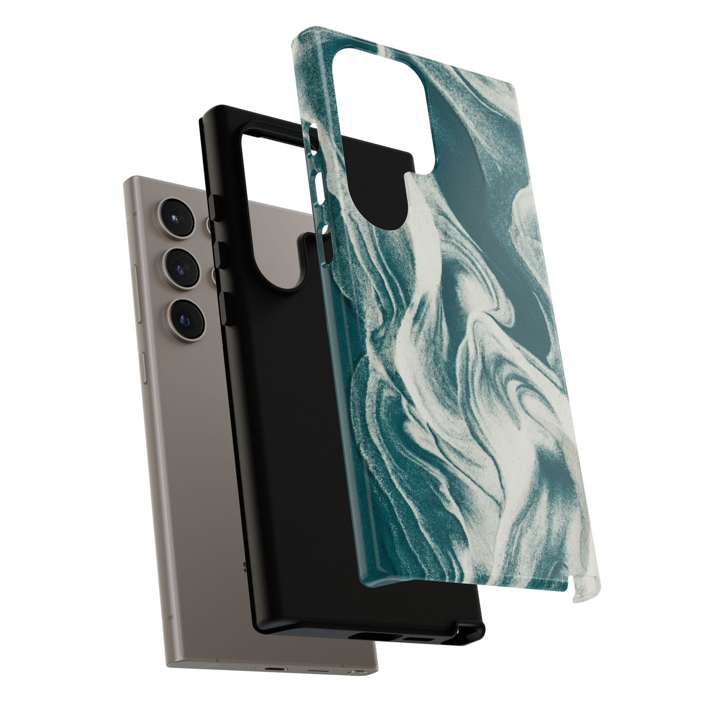 Teal Marble Tough Phone Case — Protective Artistic Swirl Design