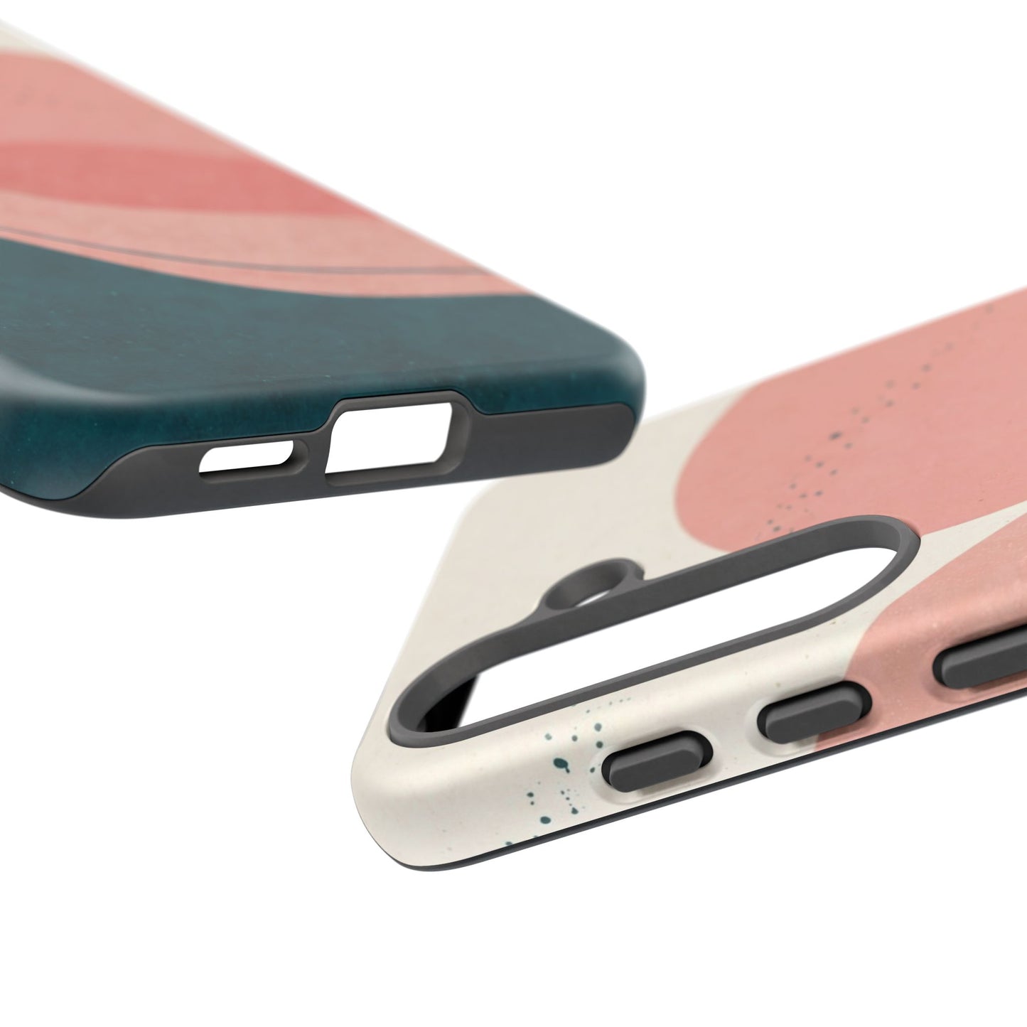 Abstract Sunset Waves Tough Phone Case — Pink & Teal Protective Cover