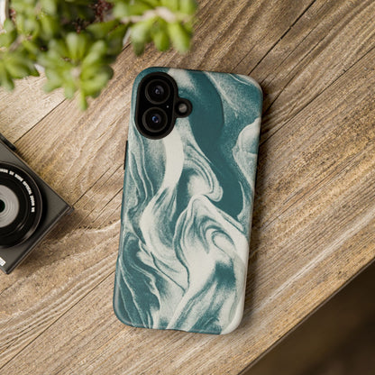 Marble Teal Tough Phone Case — Swirl Pattern Protective Cover