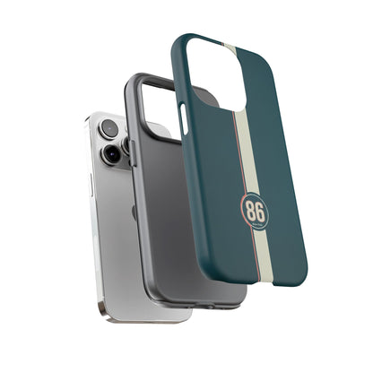 Racing Stripe Phone Case - Retro Teal with Number 86