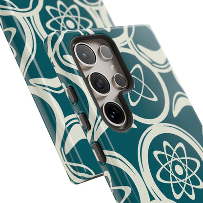 Atomic Geo Tough Phone Case — Teal Retro Science Pattern