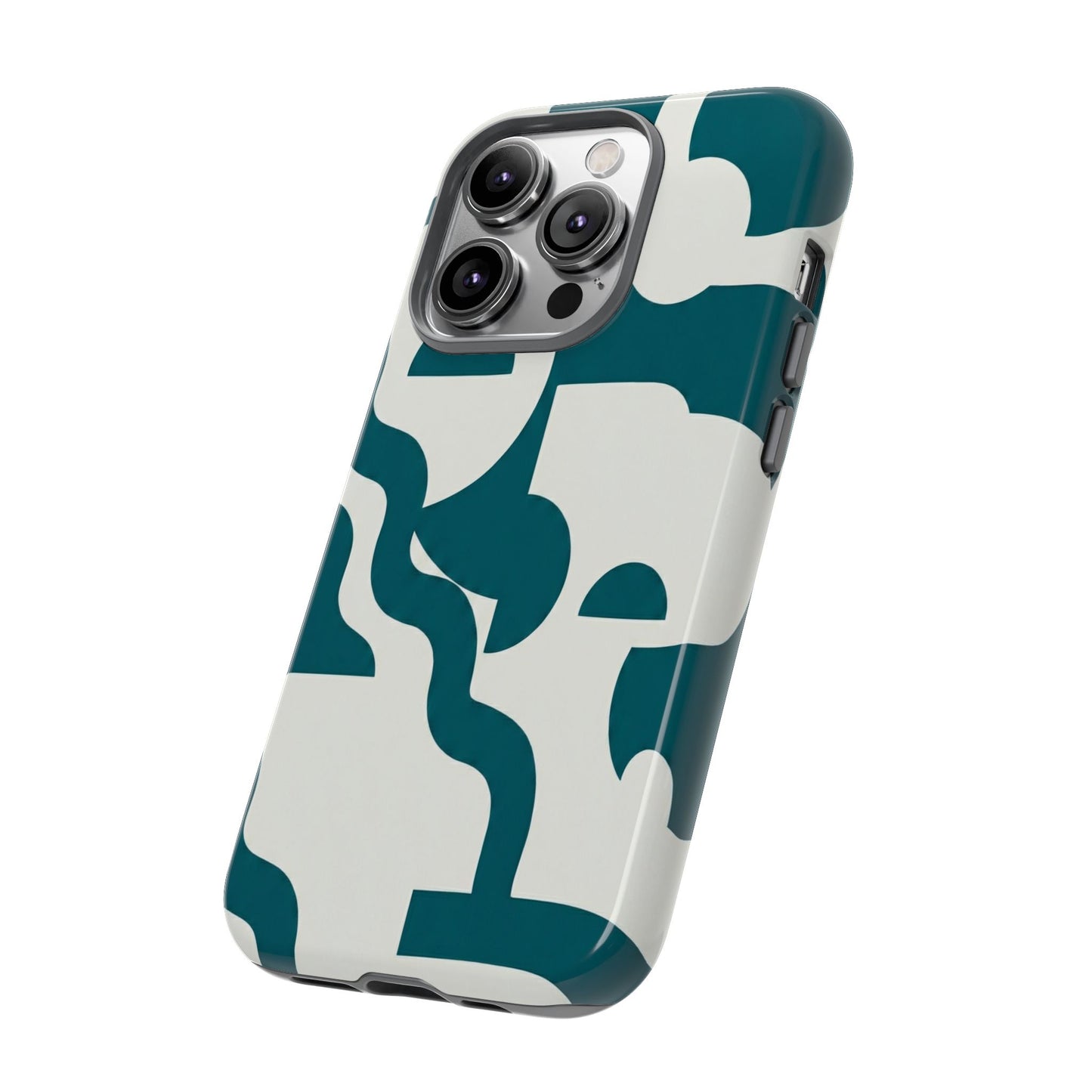 Abstract Teal Shapes Phone Case — Modern Geometric Tough Case