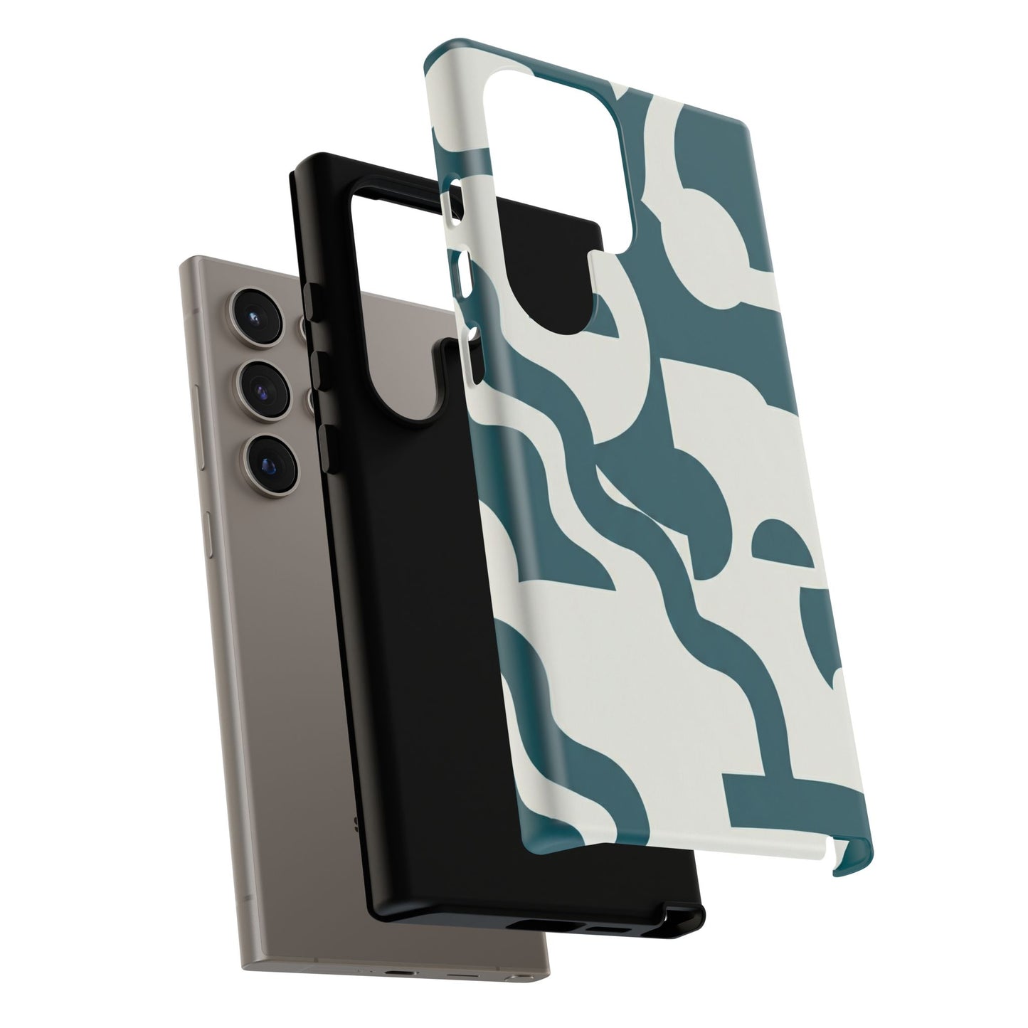 Abstract Teal Pattern Phone Case — Modern Geometric Tough Case