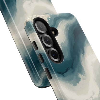 Ocean Wave Marble Phone Case — Teal & Ivory Abstract Tough Case
