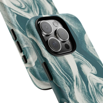 Marble Teal Tough Phone Case — Swirl Pattern Protective Cover