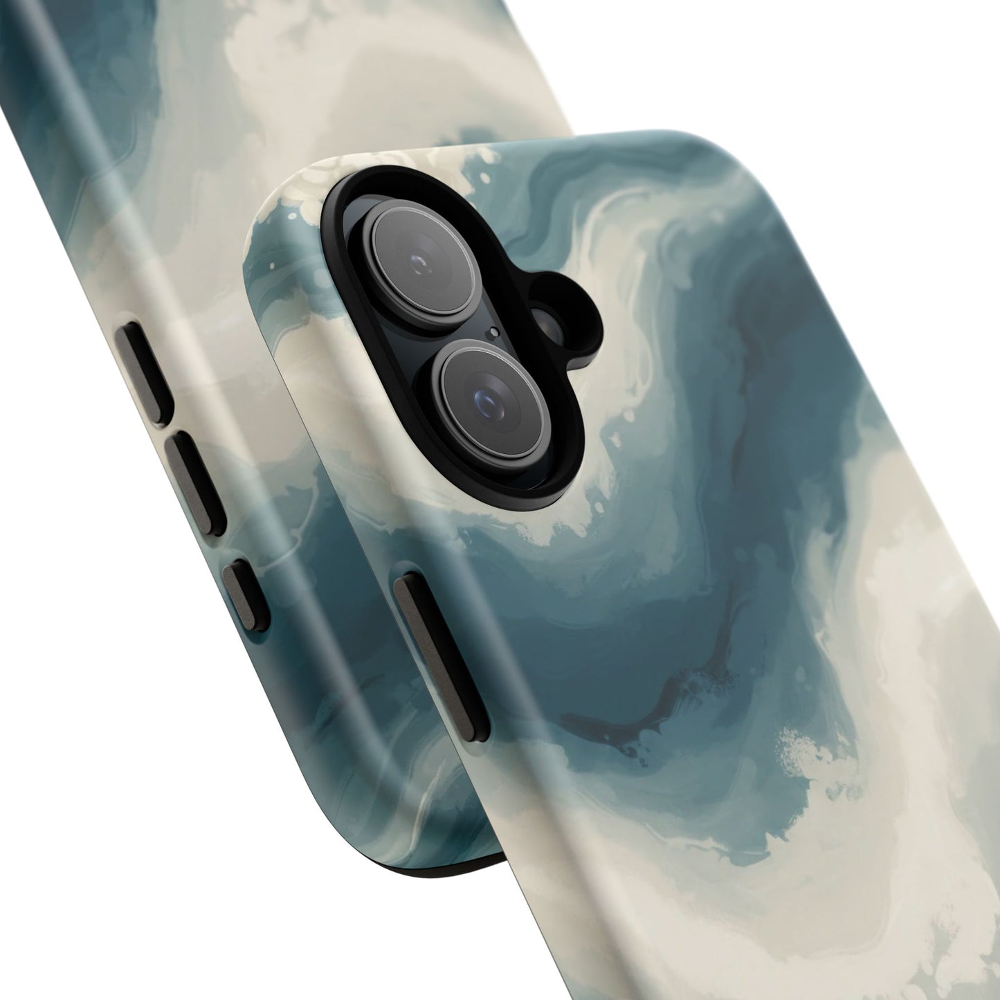 Ocean Wave Marble Phone Case — Teal & Ivory Abstract Tough Case
