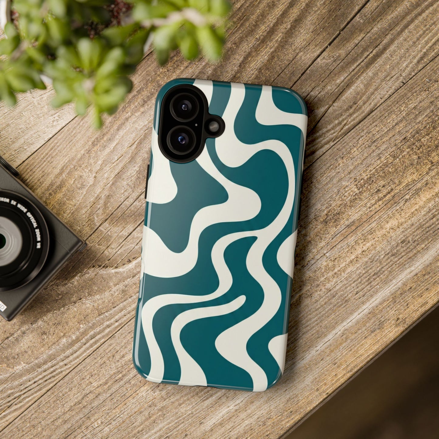 Teal Retro Swirl Tough Phone Case