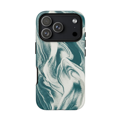 Marble Teal Tough Phone Case — Swirl Pattern Protective Cover